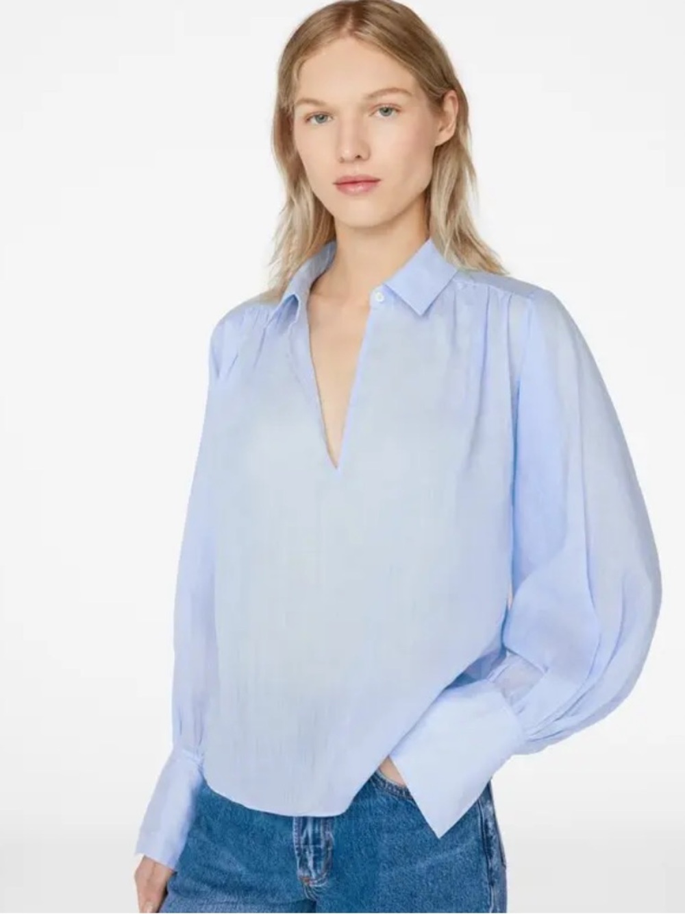 Frame Denim Keyhole Linen Popover Shirt Small